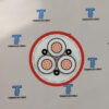 Cross section of (N)3GHSSHCH showing 3 power cores, 3 earth cores and steel wire armouring layer