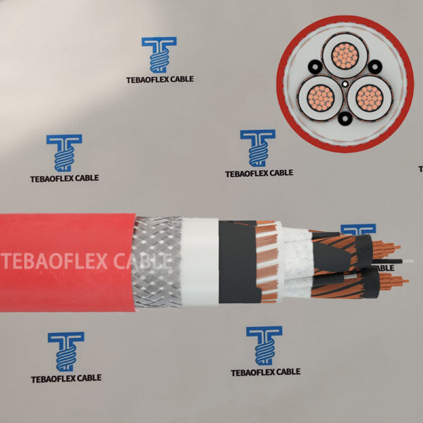 Close-up of steel wire armouring layer on (N)3GHSSHCH mining cable by TEBAOFLEX