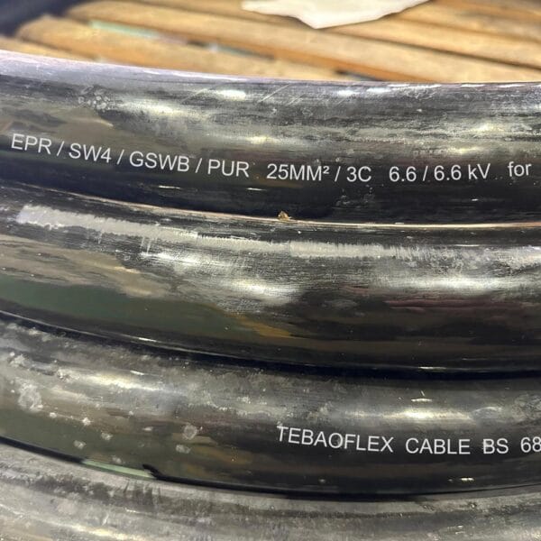 BS 6883 EPR SW4 GSWB PUR 25mm23C 6.6kV-1 TEBAOFLEX BS 6883 25mm²/3C 6.6kV Armoured Offshore Submersible Cable