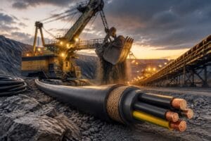 DLO cable for heavy-duty flexible power connections in industrial equipment