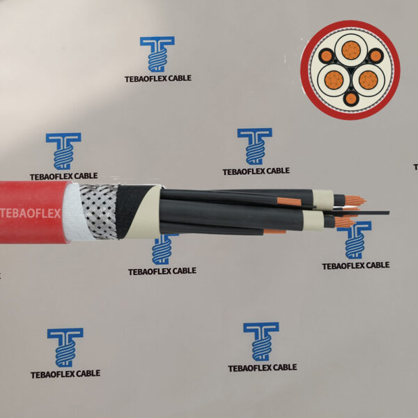 Cross section of (N)TSCGEWOEU EMV FC showing EMC screen and 3+3 core construction