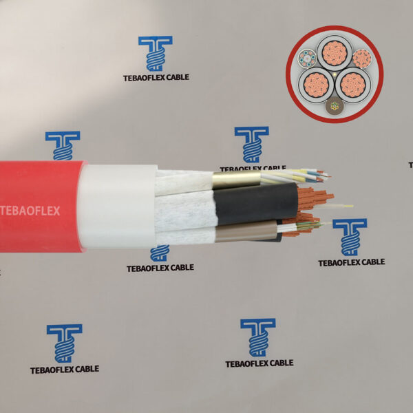 Close up of integrated fibre optic element in (N)TSCGEWOEU LWL WR cable construction