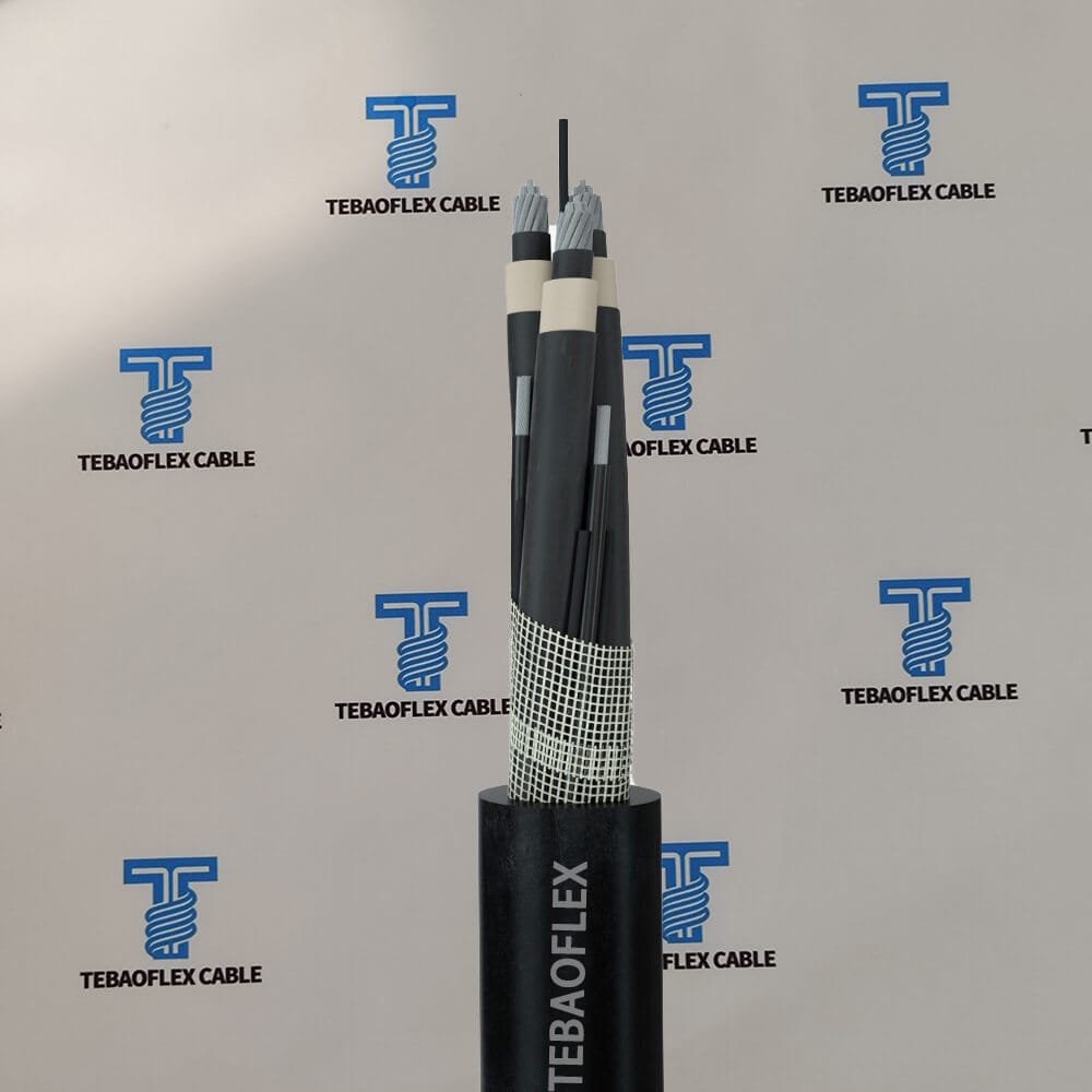 Open pit mining cable with black sheath for heavy-duty trailing service