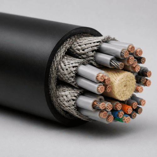 3gsltoe-spreader-cable-hero 3GSLTOE spreader cable cross-section with flexible copper conductors, braid screens and central support element