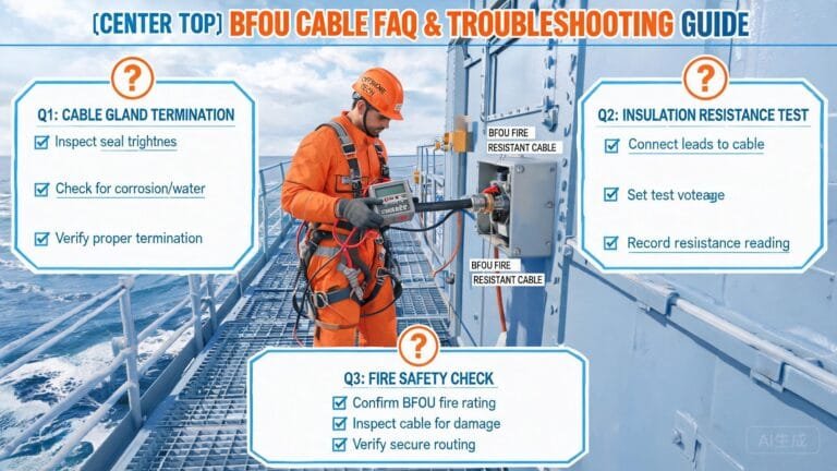 BFOU cable FAQ and troubleshooting guide showing offshore platform cable maintenance and inspection