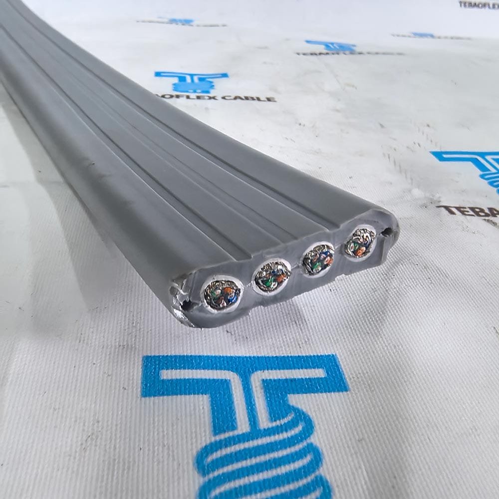 Flat elevator travelling cable 25 x 0.75 mm2 with grey sheath for lift control and signal systems