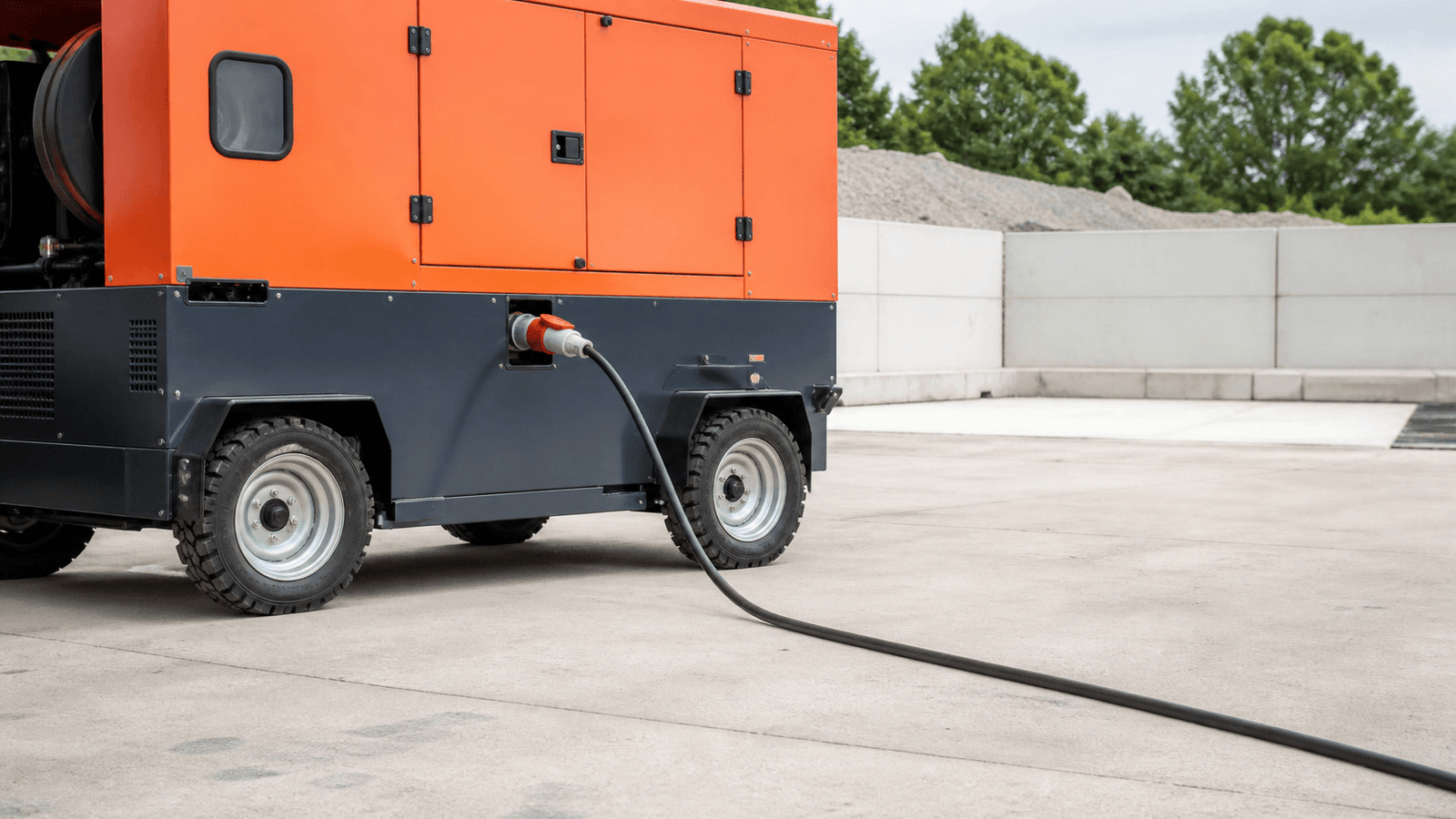 Flexible PUR cable connected to mobile industrial power equipment