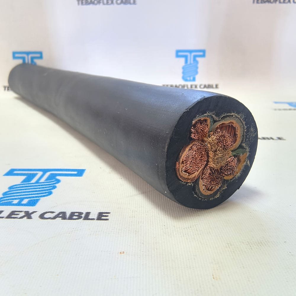 H07RN-F 450/750V heavy duty flexible rubber cable by TEBAOFLEX showing product photo of black neoprene jacket