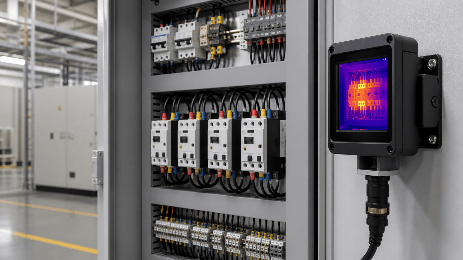 Thermal inspection of an industrial electrical control cabinet