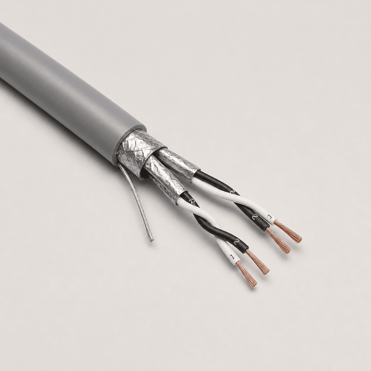 Shielded instrumentation cable with screened pairs and overall foil shield