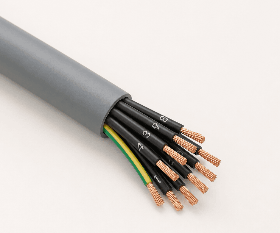 JZ-500 PVC control cable with grey jacket and numbered cores