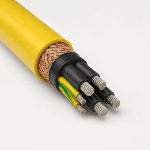 (N)SSCHÖU-J 0.6/1kV yellow heavy-duty mining rubber cable with tinned copper braid screen