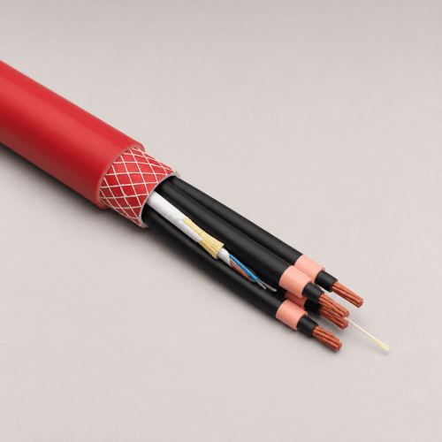 (N)TSCGEWOEU 3+3 MV Trailing Cable (N)TSCGEWOEU 3+3 flexible medium-voltage trailing cable with red reinforced outer sheath