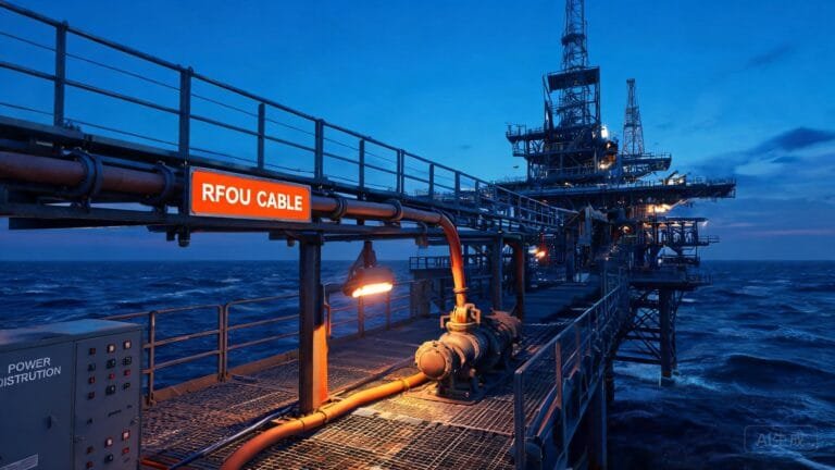 RFOU offshore power cable applications on oil and gas platform showing deck installation and power distribution