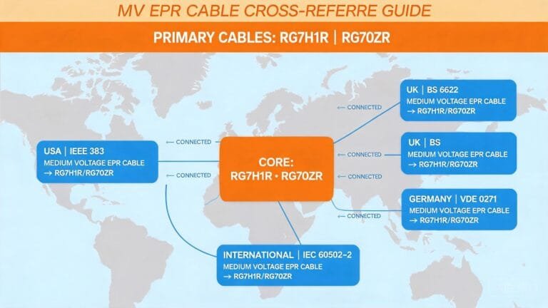 RG7H1R RG7OZR cable international equivalent and cross-reference guide for IEC BS IEEE and VDE medium voltage cable standards