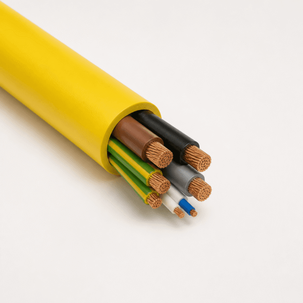 ROCKFLEX-PUR 0.6/1 kV Mining & Tunneling Cable | TEBAOFLEX ROCKFLEX-PUR 0.6/1 kV mining and tunneling reeling cable with yellow PUR outer sheath and power-control cores