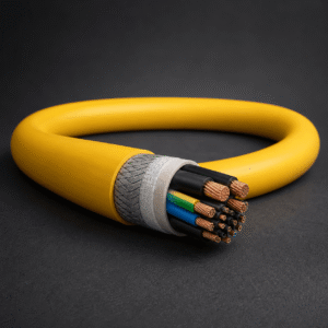 RP and RP-D 0.6/1kV PUR reeling cable with yellow polyurethane sheath and copper conductors