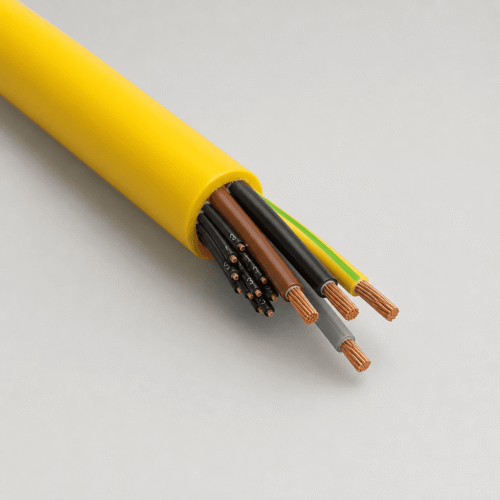 RP RP-D 0.6/1kV PUR Reeling Cable | TEBAOFLEX RP RP-D 0.6/1kV yellow PUR reeling cable with flexible copper power and control cores