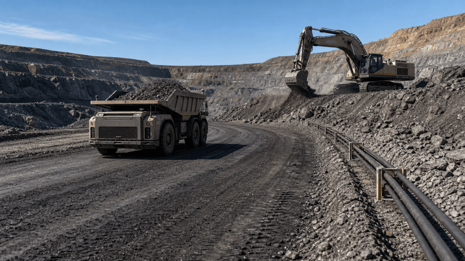 Open-pit mining equipment supported by heavy-duty power cable systems