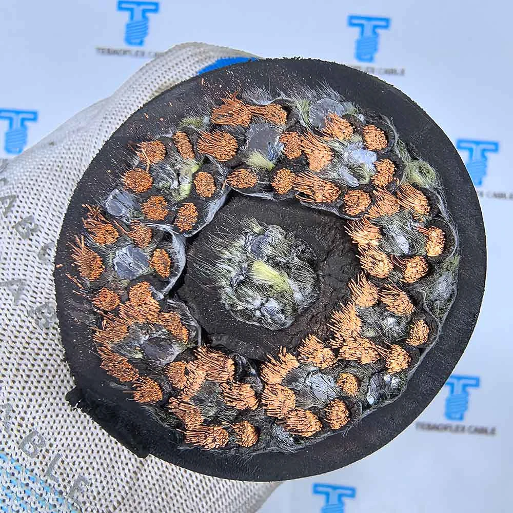 Multicore spreader basket cable cross section with grouped flexible copper conductors