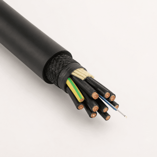 SYSLTOE-J FO PUR Spreader Basket Cable SYSLTOE-J FO black PUR spreader basket cable with fibre optic and reinforced power cores
