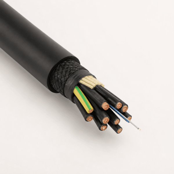 SYSLTOE-J FO PUR Spreader Basket Cable SYSLTOE-J FO black PUR spreader basket cable with fibre optic and reinforced power cores
