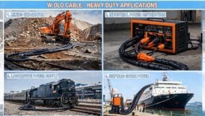 Type W DLO cable applications in mining excavator power industrial distribution and locomotive power supply