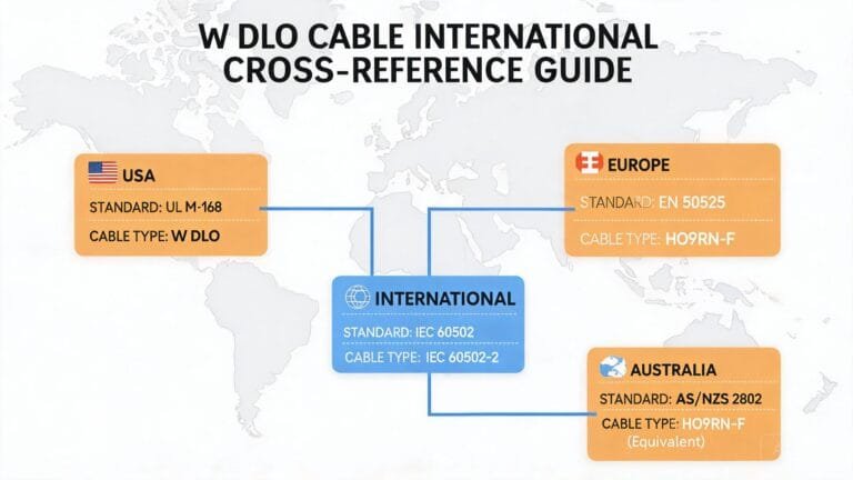 Type W DLO cable international equivalent and cross-reference guide for UL IEC AS NZS and EN heavy-duty portable cable standards