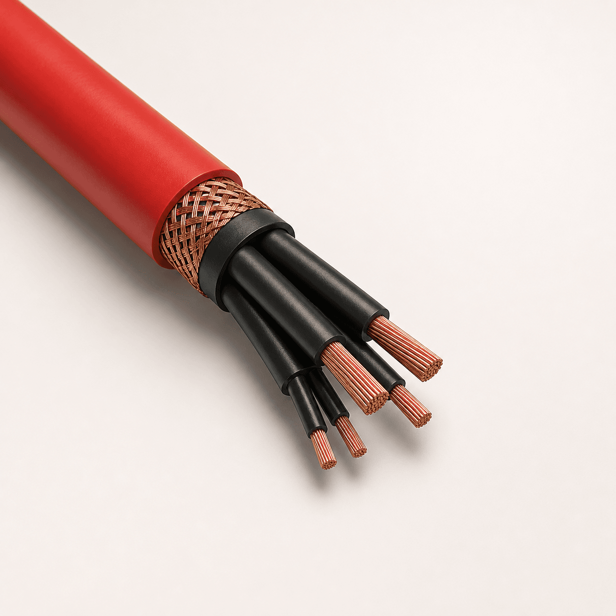 Standard rubber medium voltage reeling cable for comparison with (N)TMCGCW11Y PUR cable showing PCP rubber sheath construction