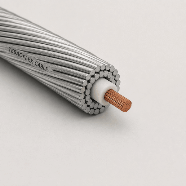 6.55 mm Mono Conductor Wireline Cable 6.55 mm mono conductor wireline cable with 16 AWG copper core, insulation, and 12 inner plus 18 outer steel armor wires