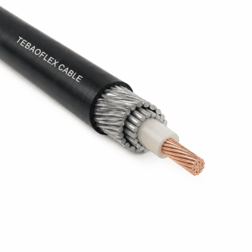 8.89 mm Armored Downhole Wireline Cable 8.89 mm Armored Downhole Wireline Cable showing its central copper conductor, insulation, and armored wire construction