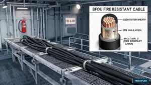 BFOU fire-resistant cable installed in a marine fire-safety system