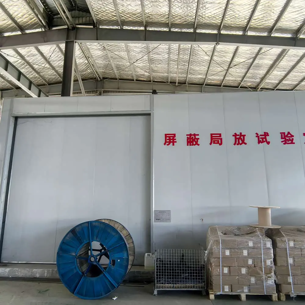 Shielded partial-discharge test room for medium-voltage cable testing