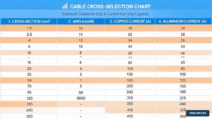 Cable cross-section and conductor-size selection chart for electrical projects