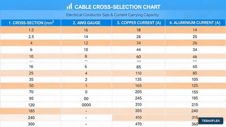 Cable cross-section and conductor-size selection chart for electrical projects