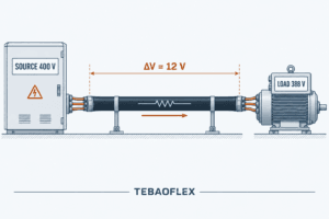 Cable voltage drop diagram from power source to electrical load
