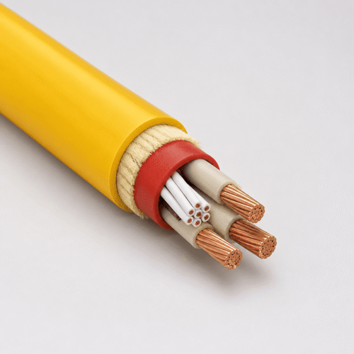 GP 400 SF DR PUR 400 Hz Aircraft Ground Power Cable GP 400 SF DR PUR 400 Hz aircraft ground power cable with a yellow jacket and symmetrical-flex construction