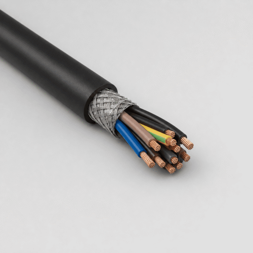 (N)12YRDC11Y-J/O Screened Halogen-Free PUR Crane Cable (N)12YRDC11Y-J/O screened PUR crane cable with tinned copper braid for festoon and drag chain systems