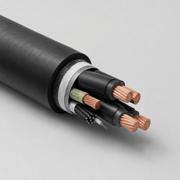 (N)TSCGEW11Y 6-10kV Shore Power Reeling Cable Black (N)TSCGEW11Y 6-10kV shore power reeling cable with phase conductors, pilot cores and fibre optic element