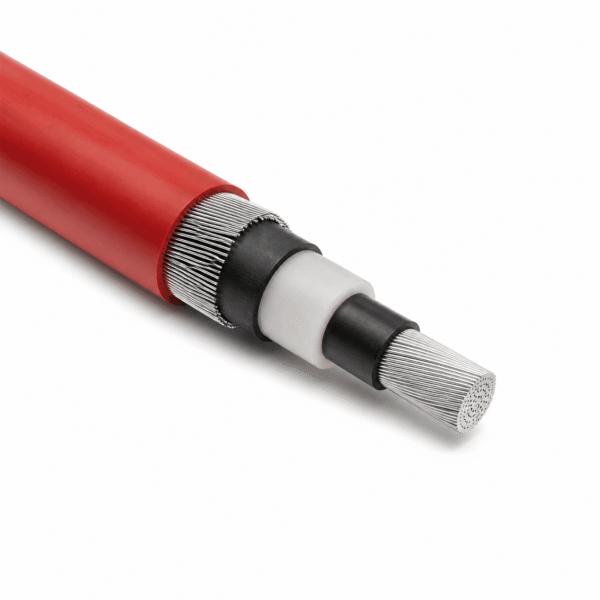ntmcgc11y-screened-single-core-medium-voltage-pur-cable (N)TMCGC11Y screened single core medium voltage PUR cable showing tinned copper screen and EPR insulation