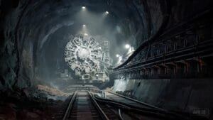 NTSCGEWOU power cable trailing to tunnel boring machine in underground tunnel