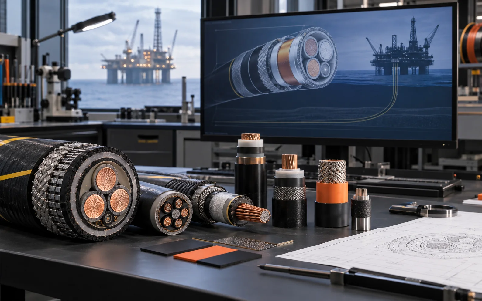 Custom offshore and marine cable engineering with armoured cable construction samples