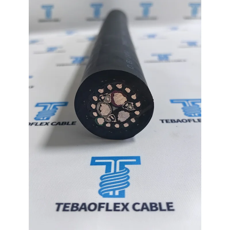 PNCT series multicore rubber cable sample showing power and control conductors