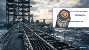 RFOU offshore power cable installed on an oil and gas platform