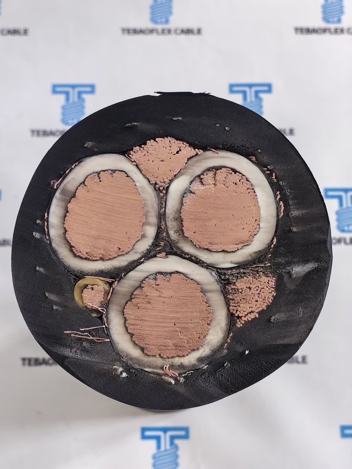 5 kV SHD-GC mining cable cross-section showing three power cores and project-specific ground-check configuration