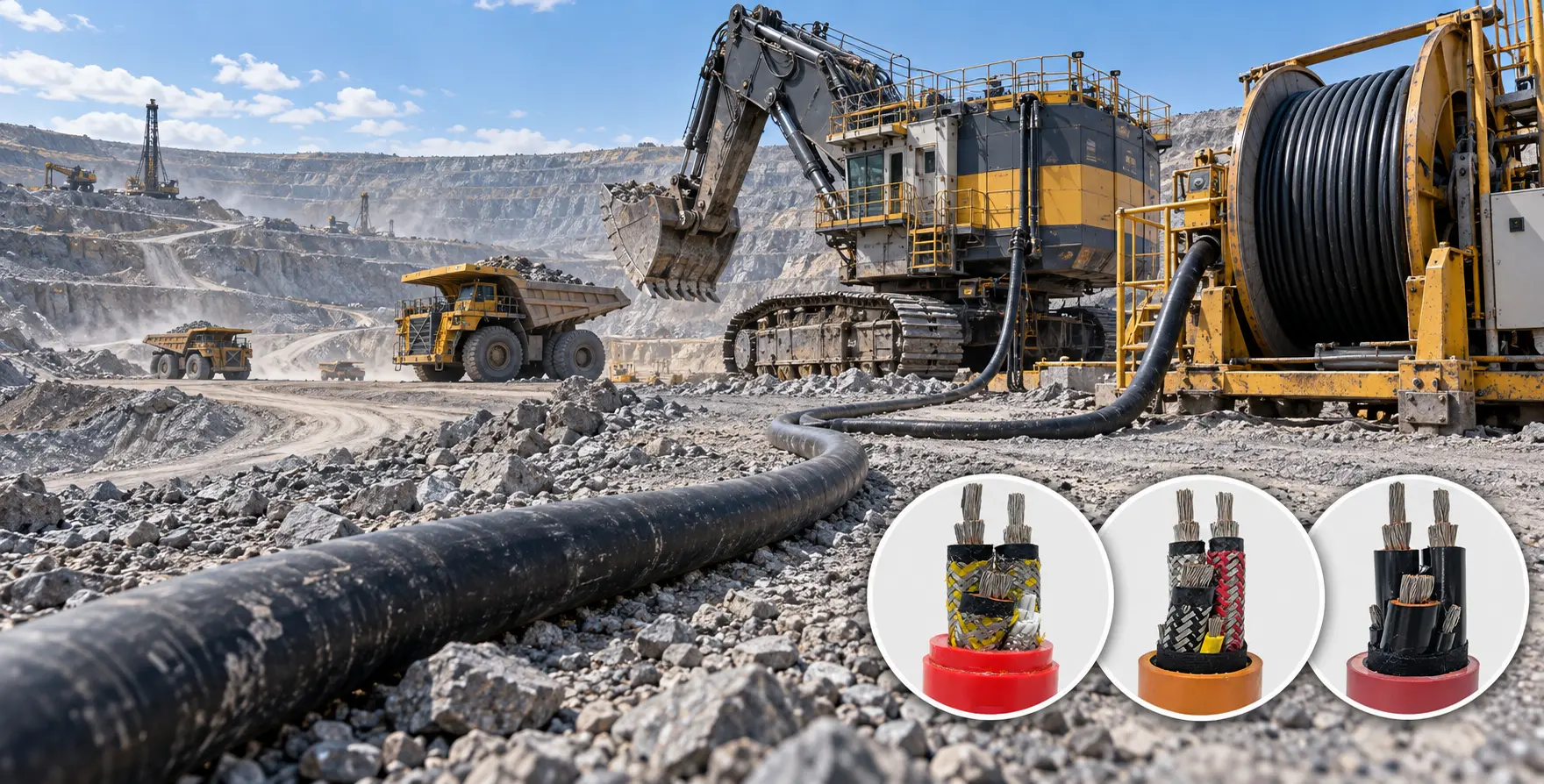 TEBAOFLEX heavy duty mining trailing cable for open pit mining equipment