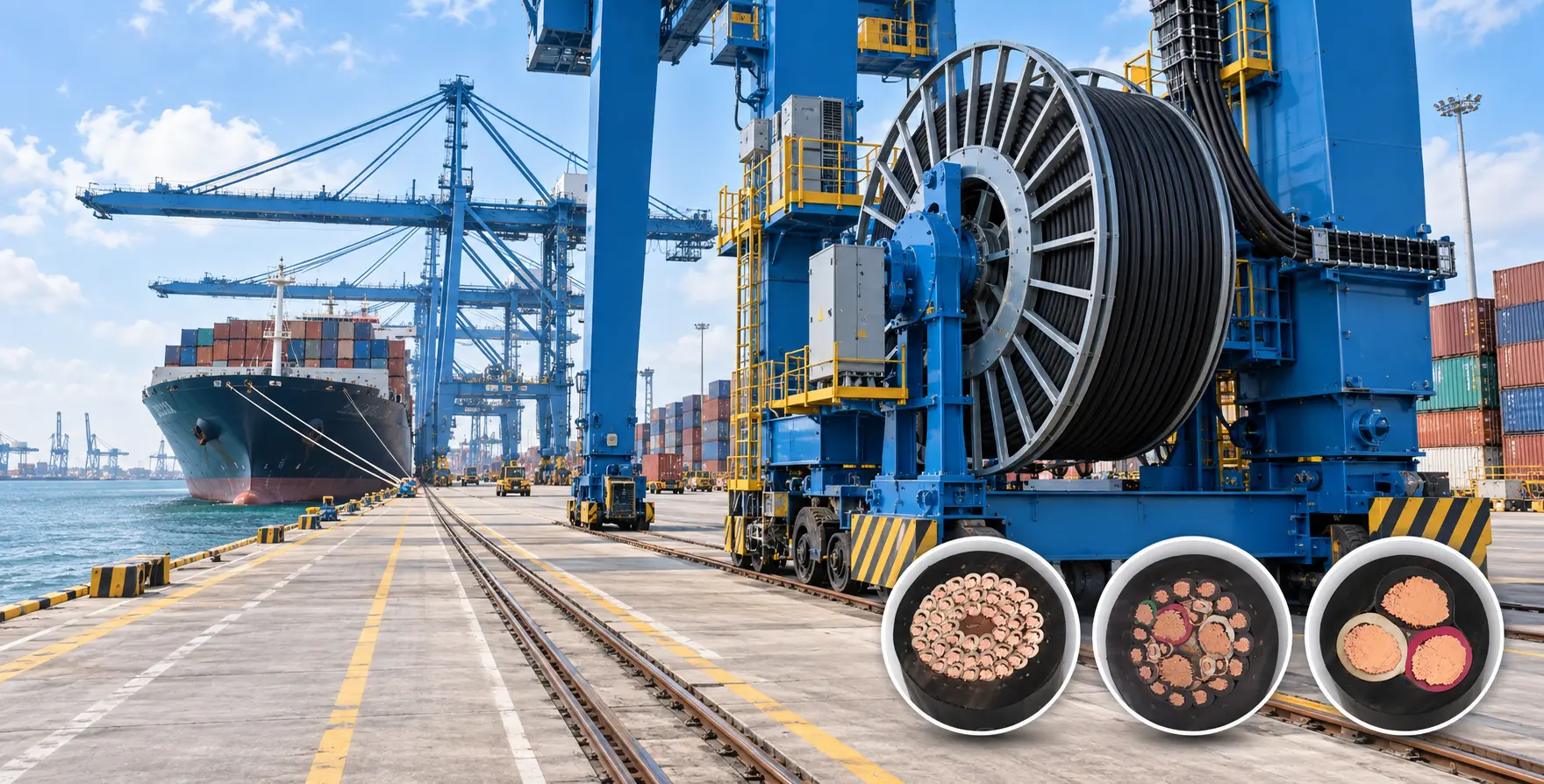 TEBAOFLEX port crane reeling cable for container terminal crane applications