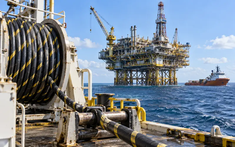 Offshore platform representing oil gas and marine cable applications