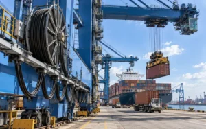 TEBAOFLEX port crane reeling and festoon cable system for container terminal and gantry crane applications