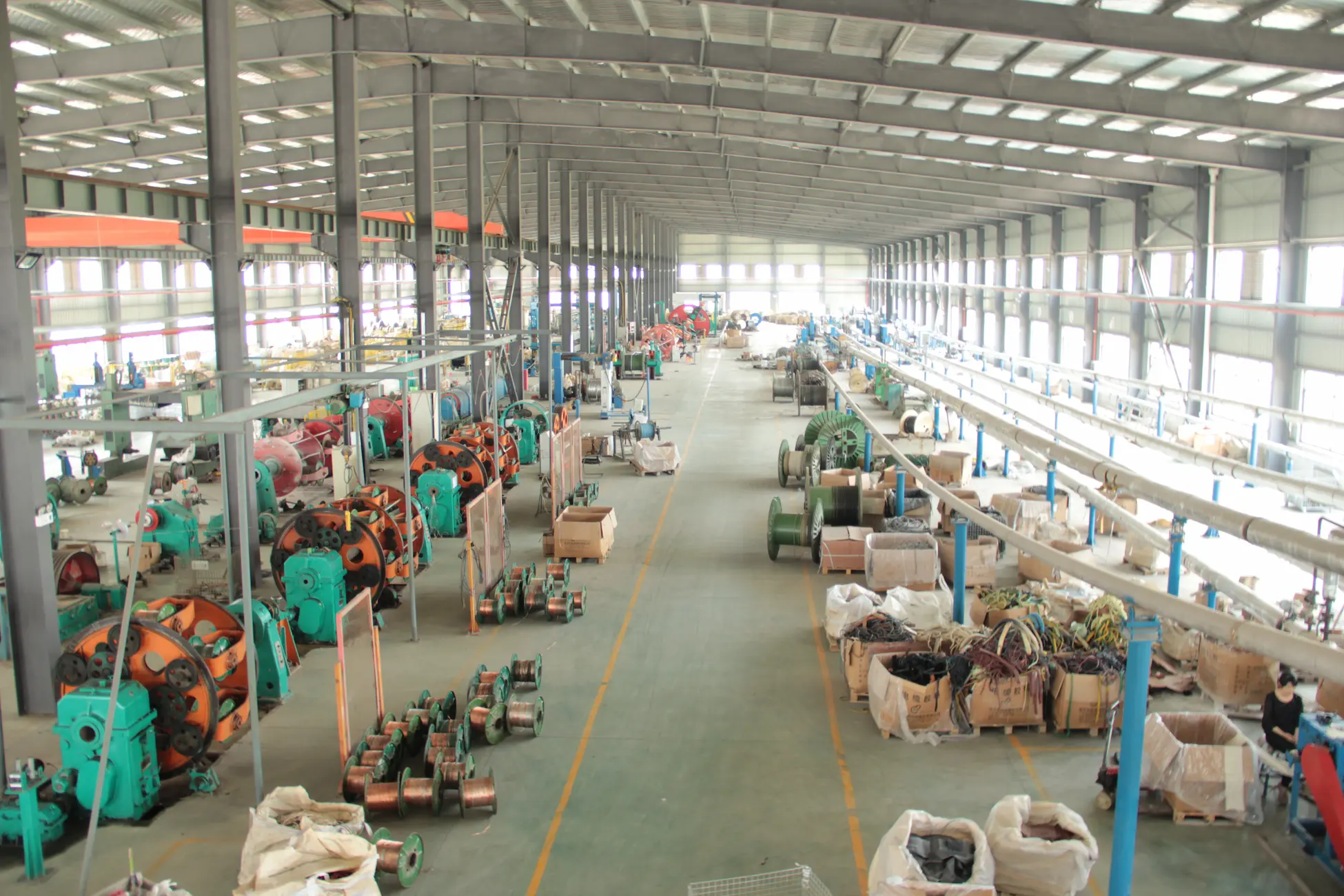 TEBAOFLEX clean rubber cable manufacturing workshop operating under ISO 14001 environmental standards
